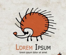 Funny hedgehog with grunge background vector 05