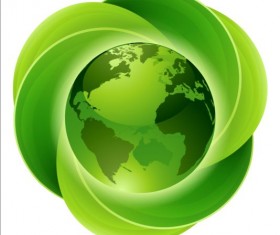 Globe leaves logo vector