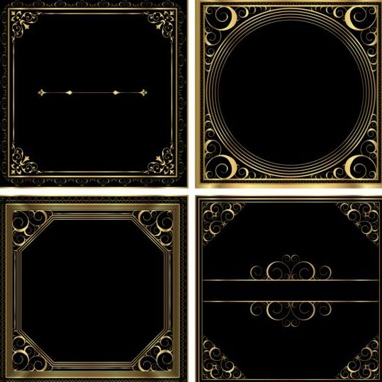 Gold scroll frames vector material