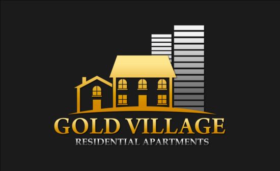 Gold village logo vector