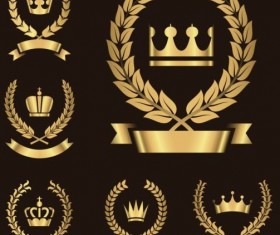 Gold wreath crown with ribbon vector