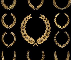 Gold wreaths ornaments vector set