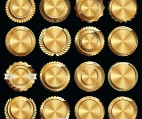 Golden badge shining vectors set