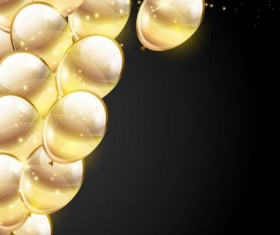 Golden balloon with black birthday background 01