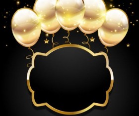 Golden balloon with black birthday background 03