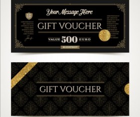 Golden gift voucher luxury vector 01
