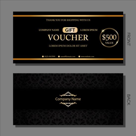 Golden gift voucher luxury vector 03