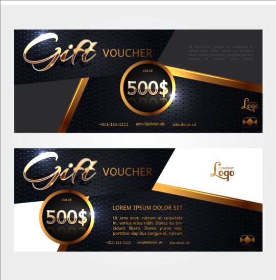 Golden gift voucher luxury vector 04