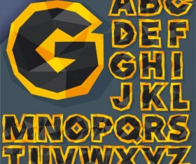 Golden with black alphabet and geometric shapes vector