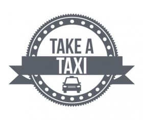 Gray taxi labels set vector 04