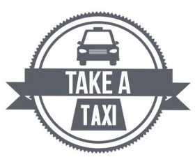Gray taxi labels set vector 07