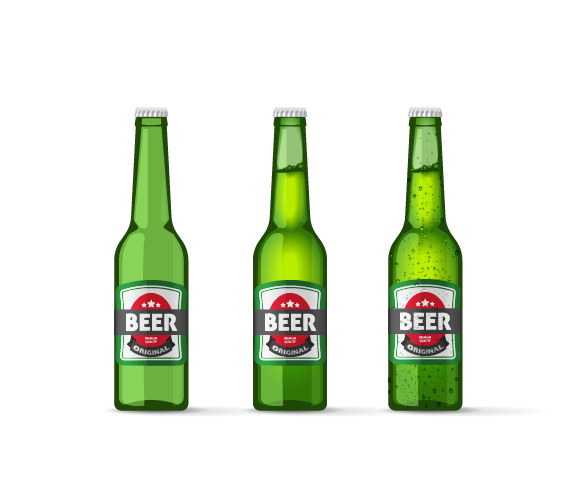 Green beer bottle vector material
