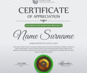 Green certificate template and geometric shape vector 01