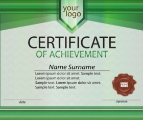 Green frame with certificate template vector