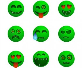 Green funny smile icons