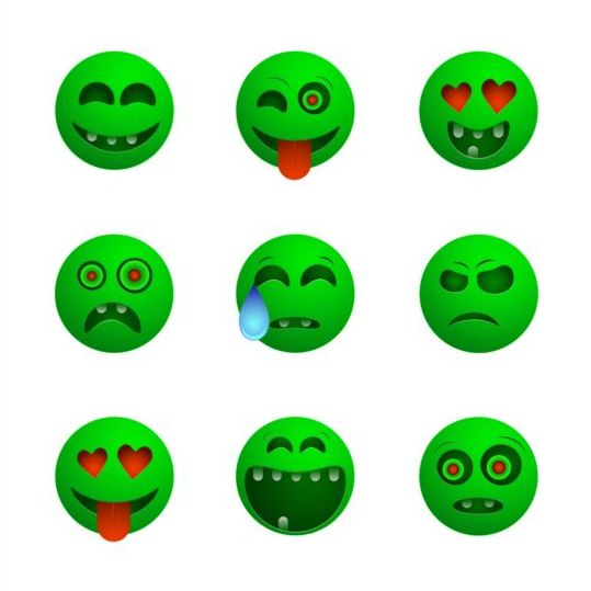 Green funny smile icons