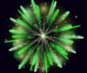 Green holiday fireworks vector illustration