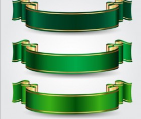 Green ribbons vectors set