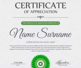 Green styles certificate template vector