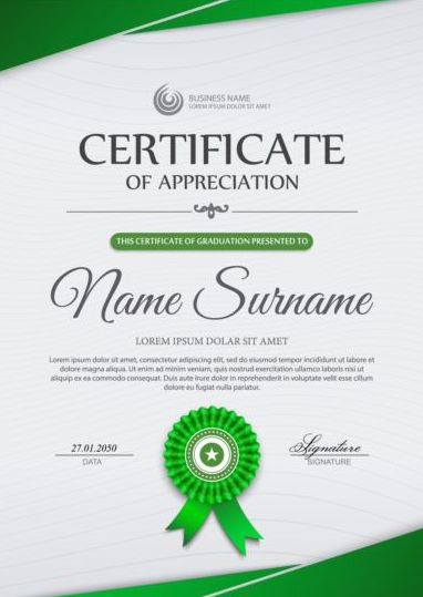 Green styles certificate template vector