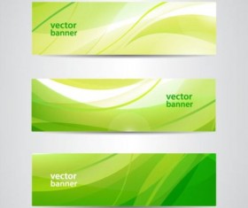 Green wave banners set vector 01