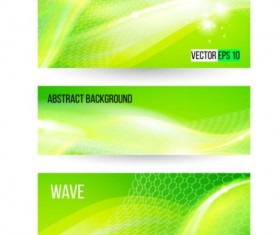Green wave banners set vector 02