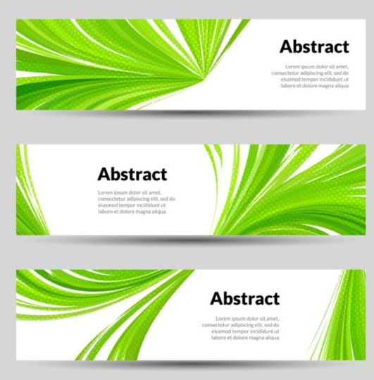 Green wave banners set vector 03