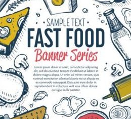 Hand drawn fast food banners vector 01