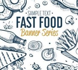 Hand drawn fast food banners vector 02