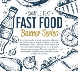 Hand drawn fast food banners vector 03