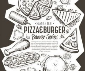 Hand drawn fast food banners vector 05