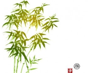 Hand drawn green bamboo background vector 01