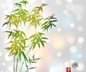 Hand drawn green bamboo background vector 02