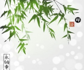Hand drawn green bamboo background vector 03