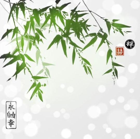Hand drawn green bamboo background vector 03