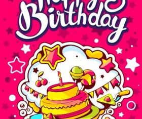 Hand drawn happy birthday illustration design vector 06
