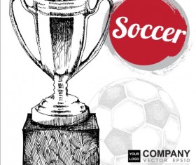 Hand drawn soccer poster vector graphics 01