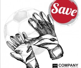 Hand drawn soccer poster vector graphics 02