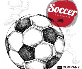 Hand drawn soccer poster vector graphics 03