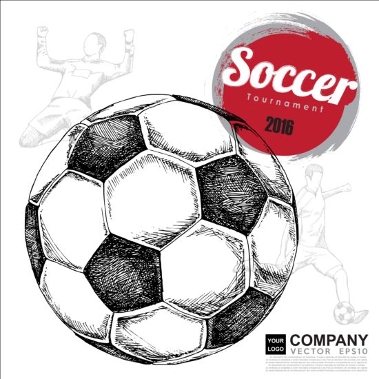 Hand drawn soccer poster vector graphics 03