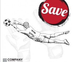 Hand drawn soccer poster vector graphics 04