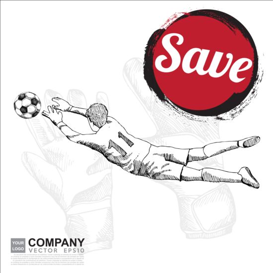 Hand drawn soccer poster vector graphics 04