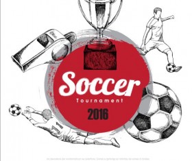 Hand drawn soccer poster vector graphics 05
