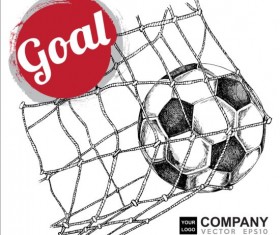 Hand drawn soccer poster vector graphics 08