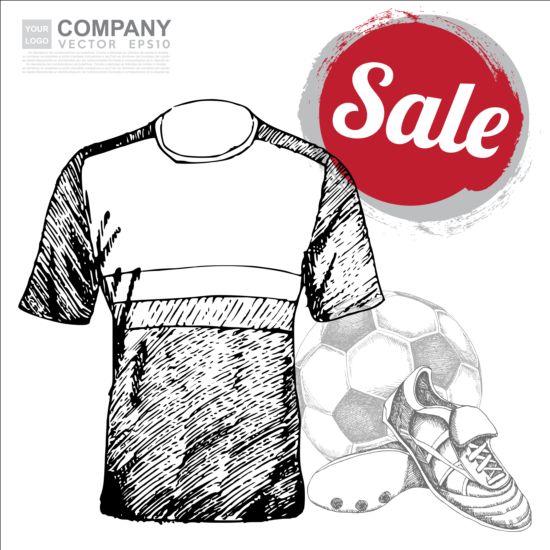 Hand drawn soccer poster vector graphics 09