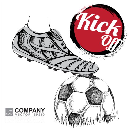 Hand drawn soccer poster vector graphics 11