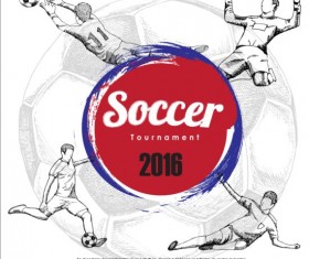 Hand drawn soccer poster vector graphics 12