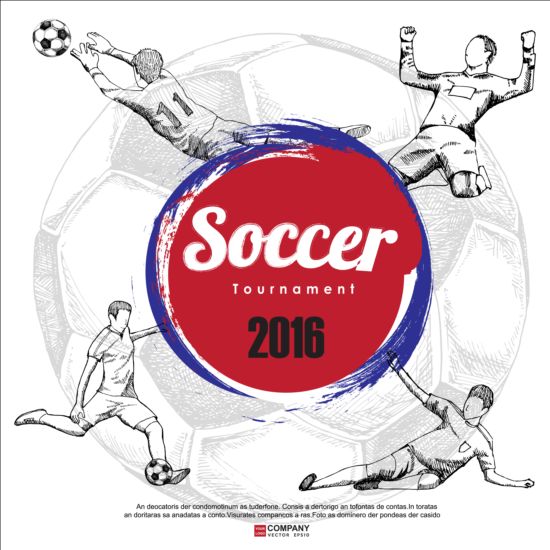 Hand drawn soccer poster vector graphics 12