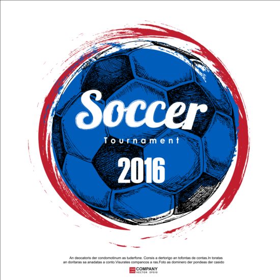 Hand drawn soccer poster vector graphics 13