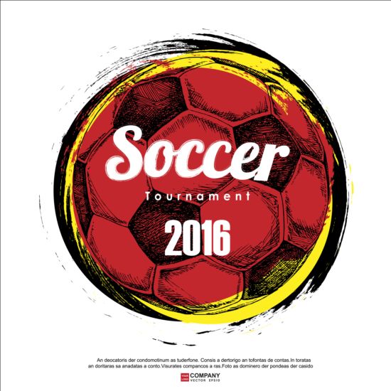 Hand drawn soccer poster vector graphics 14